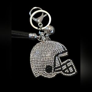 Sparkling Rhinestone Football Helmet Bag Charm Keychain